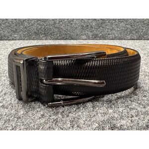 Remo Tulliani Black Italian Calfskin Embossed Leather 8011 Dress Belt Sz. 40